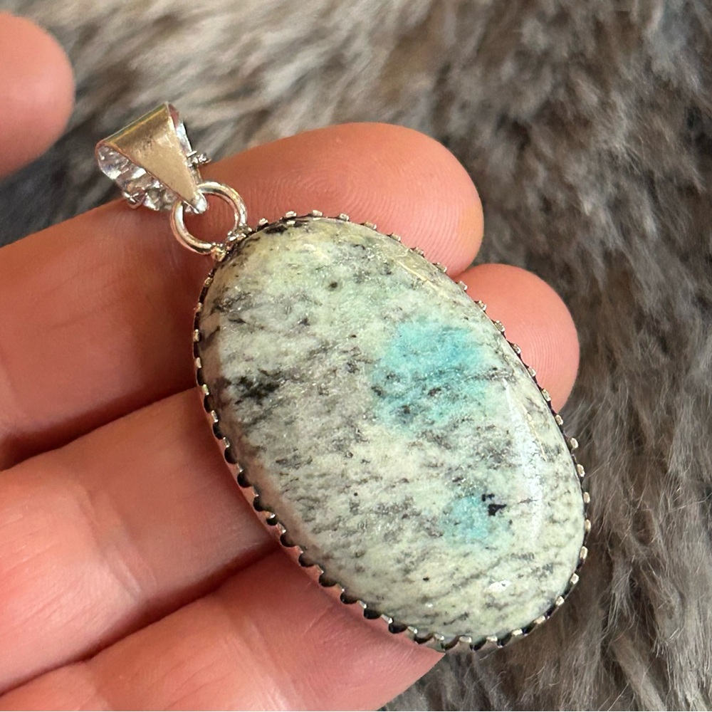Handcrafted K2 jasper dogtooth 925 sterling pendant on chain necklace